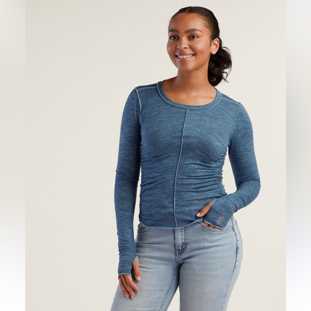 NWT Free People Right On Run Long Sleeve Top Blue Small